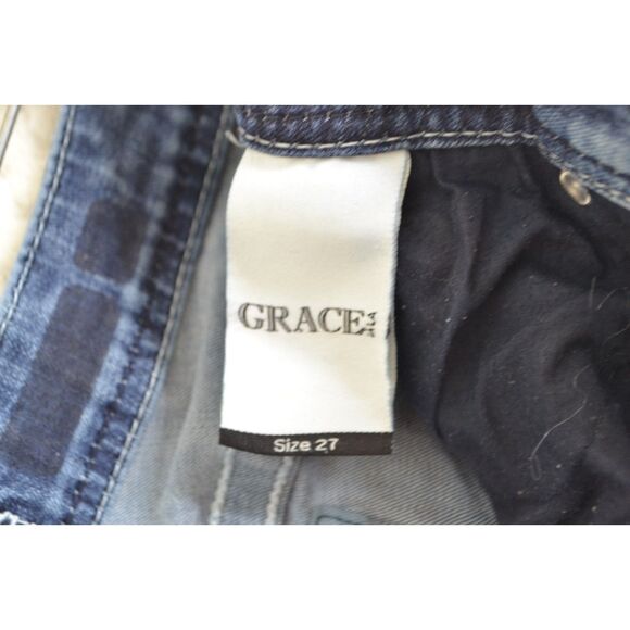 Grace In LA Women's 27 Medium Wash Embroidered Mid Rise Bootcut Jeans - Picture 5 of 16